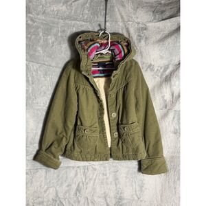 GapKids Girls Olive Green Corduroy Hooded Jacket Sherpa‎ Lined Size M 7/8?